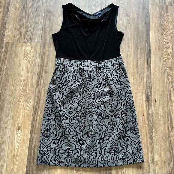 Land’s End Sleeveless Velvet Paisley Print Knee Length Dress 12 Black Stretch - Picture 7 of 13